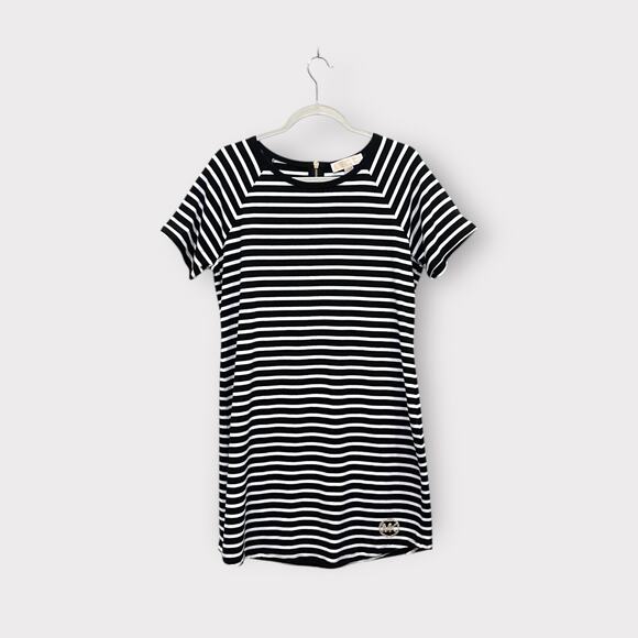 Michael Kors Striped Short Sleeve Stretch Dress – Black White | Size M - Picture 1 of 5